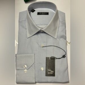 Saks Fifth Avenue Light Blue Micro-Check Dress Shirt